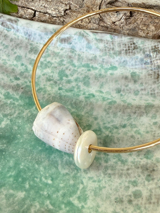 Cone Shell Coin Pearl Bangle