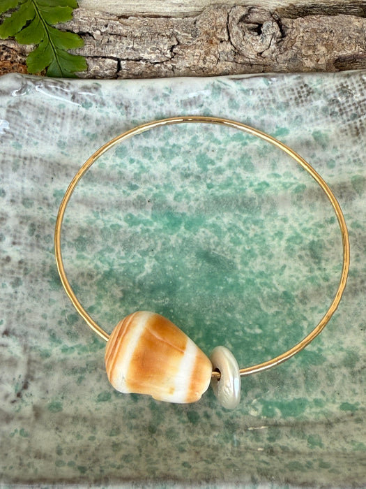 Cone Shell Coin Pearl Bangle
