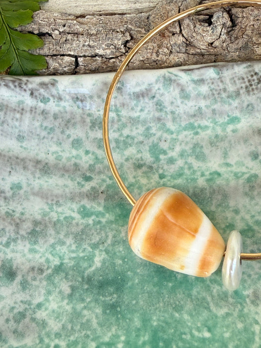 Cone Shell Coin Pearl Bangle