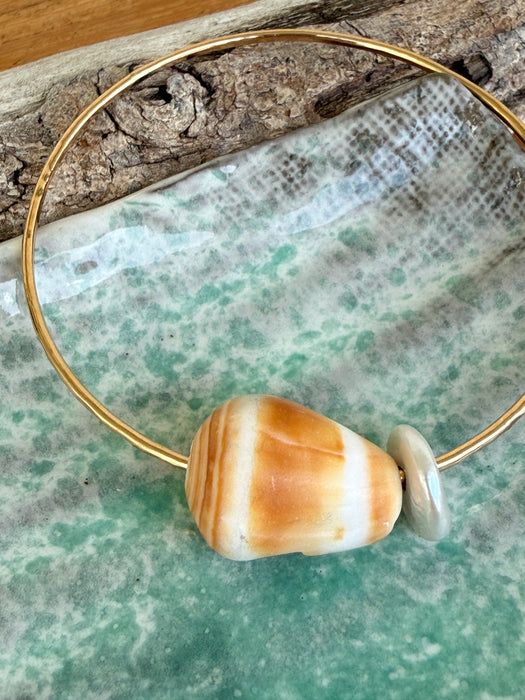 Cone Shell Coin Pearl Bangle